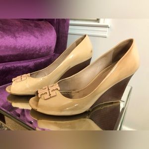 Very Well-Worn Tory Burch Nude Wedges